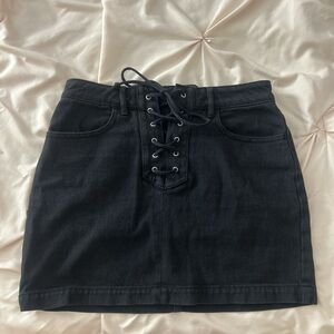 Black Denim Mini Skirt